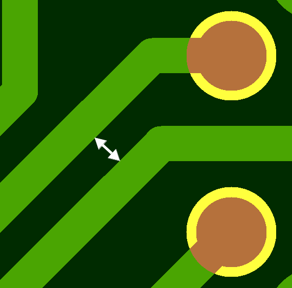 Зазор между элементами топологии под маской